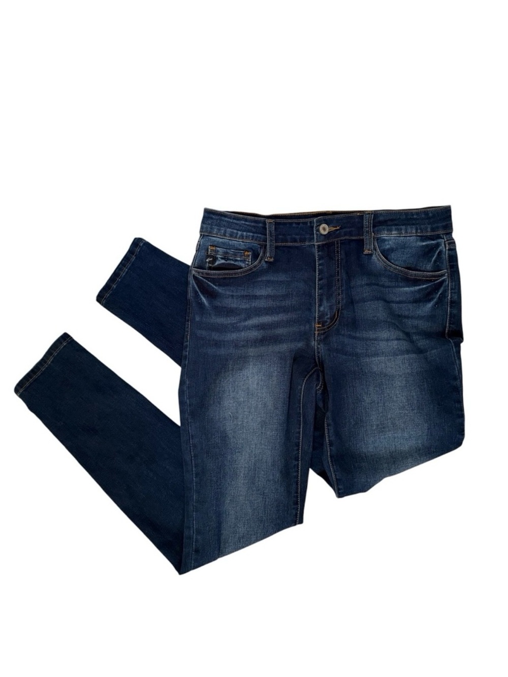 KANCAN JEANS BLUE DENIM SKINNY STRETCH WHISKERING FADE ESTILO SIZE 9/28